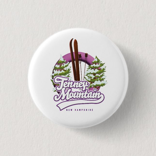 Tenney mountain new hampshire ski logo 3 cm round badge (Front)