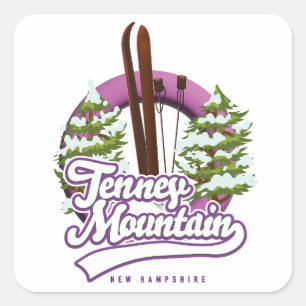 Tenney mountain new hampshire ski logo button square sticker