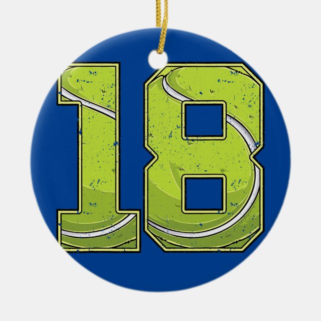 Tennis 18th Birthday Boy Girl Eighteen 18 Years Ceramic Tree Decoration (Front)
