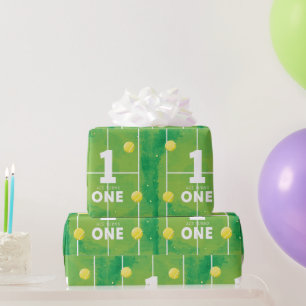 Tennis 1st Birthday on court Wrapping Paper