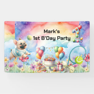 Tennis 1st Birthday Party for Dog Lover Banner