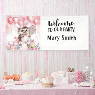 Tennis 1st birthday, Pink birthday theme Banner
