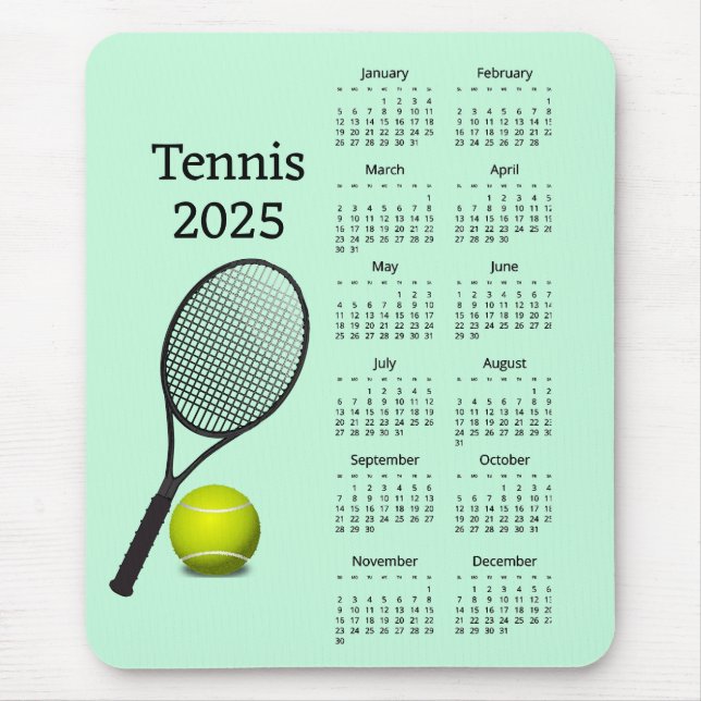 Tennis 2025 Calendar Mousepad (Front)