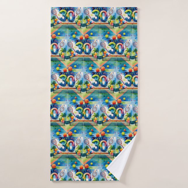 Tennis 30th Birthday  Bath Towel (Bath Towel)