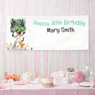 Tennis 30th Birthday for Siamese Cat lovers Banner