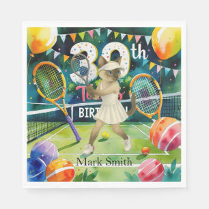 Tennis 30th Birthday for Siamese Cat lovers Napkin