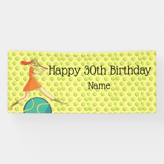 Tennis 30th Birthday for tennis player  Banner (Horizontal)