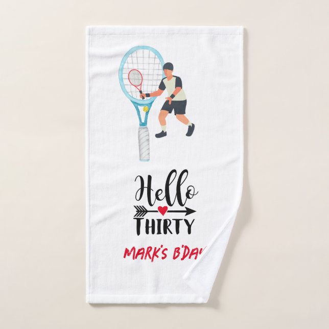 Tennis  30th Birthday for Tennis Player Hand Towel (Hand Towel)