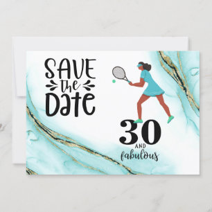 Tennis 30th Birthday Save the Date Invitation