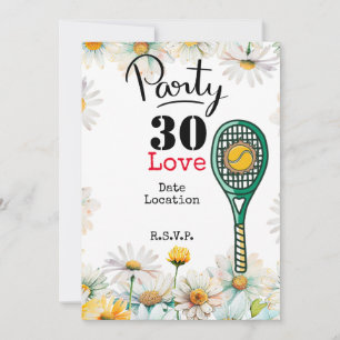 Tennis 30th Birthday  tennis ball and number love  Invitation