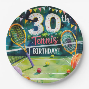 Tennis 30th Birthday themed Paper Plate