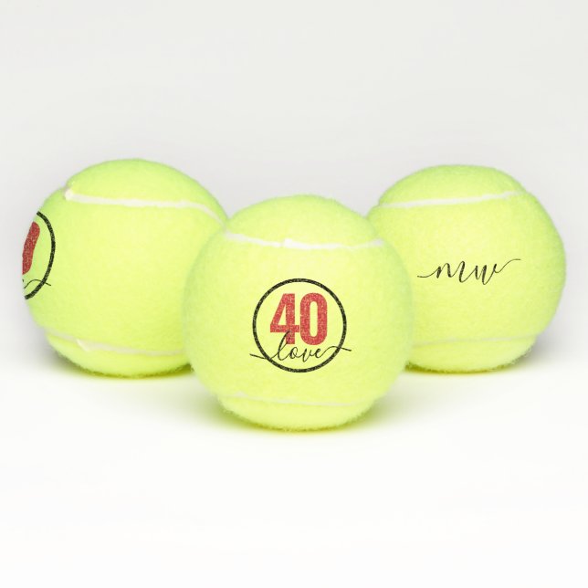 Tennis 40th Birthday 40 Love Monogram Tennis Balls (Multi)