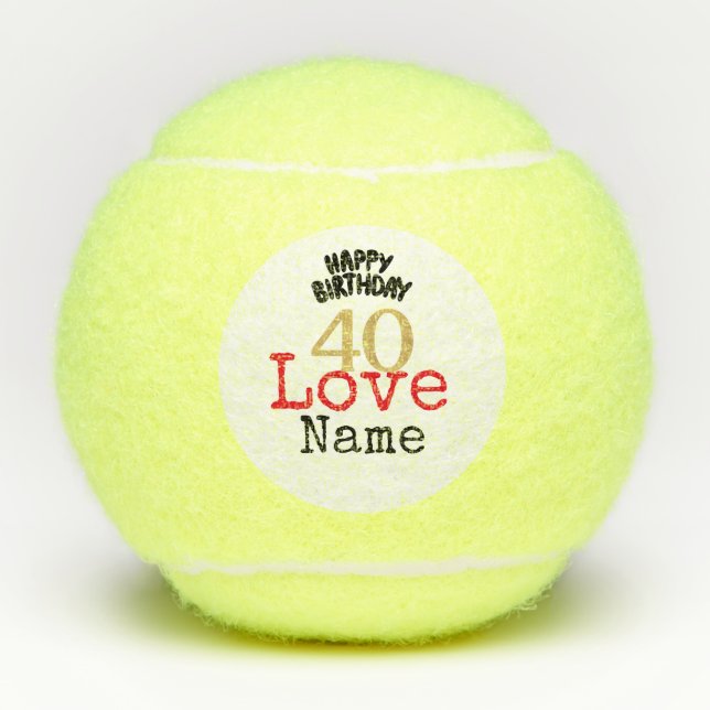 Tennis 40th Birthday ball with love and name (Front)