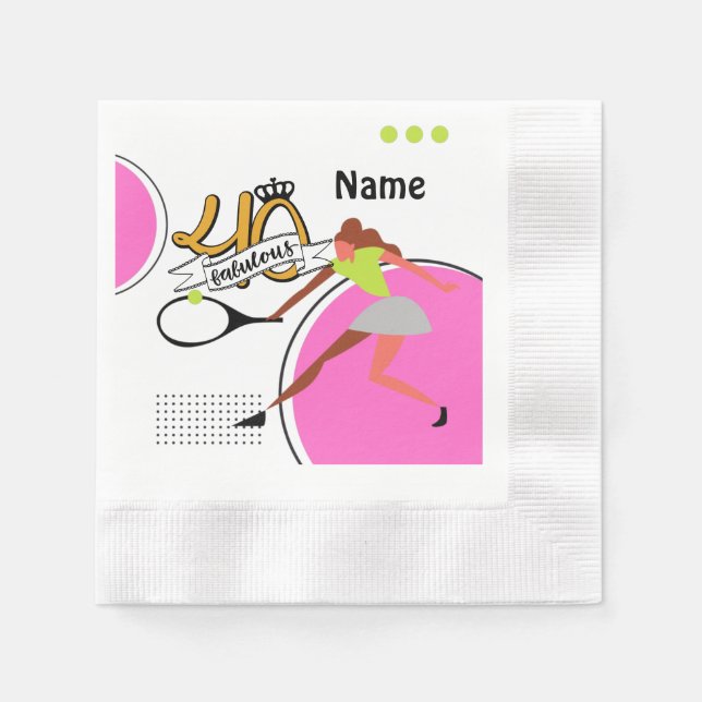 Tennis 40th Birthday for woman player  Napkin (Front)