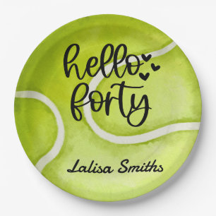 Tennis 40th birthday paper plate  player party 