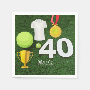 Tennis 40th Birthday with tennis ball on green Napkin