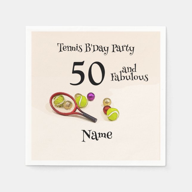 Tennis 50th and Fabulous Birthday Party   Napkin (Front)