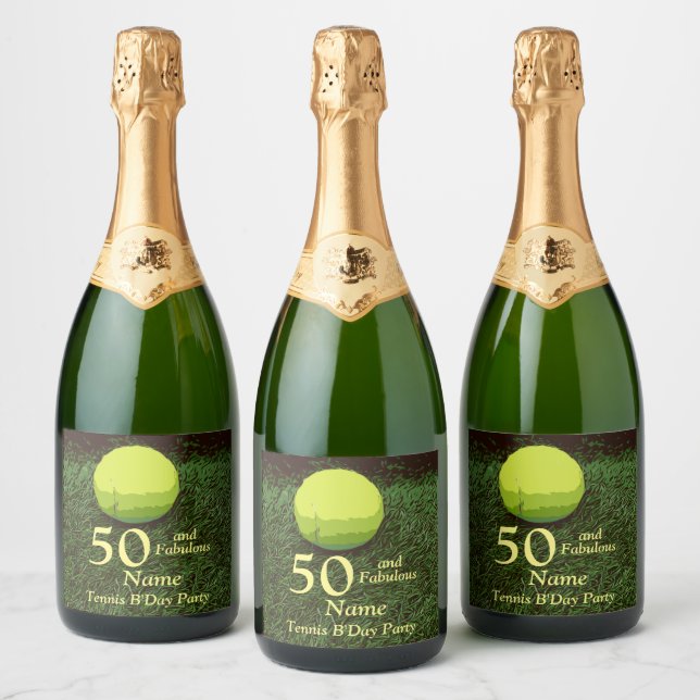 Tennis 50th and Fabulous Birthday Party Sparkling Wine Label (Bottles)