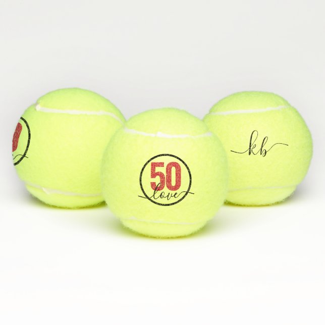 Tennis 50th Birthday 50 Love Monogram Tennis Balls (Multi)