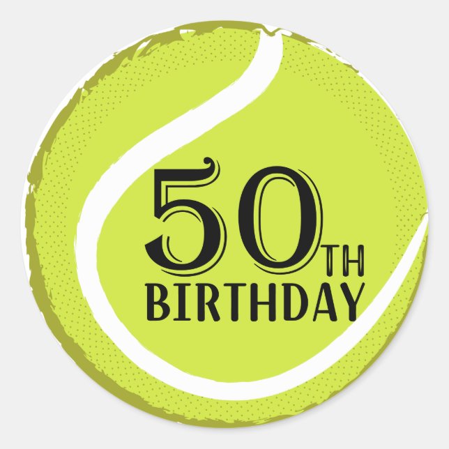 Tennis 50th birthday anniversary  classic round sticker (Front)