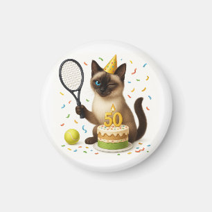 Tennis 50th Birthday for Cat Lovers Magnet