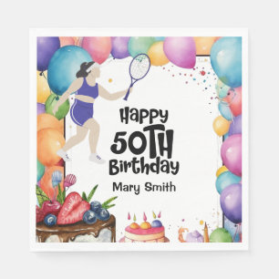 Tennis 50th Birthday for Woman Player Napkins