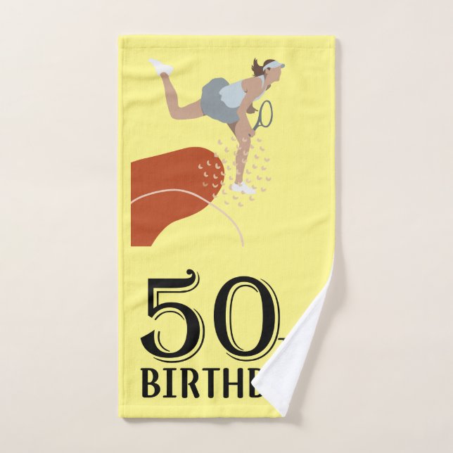 Tennis 50th Birthday funny gifts for player Hand Towel (Hand Towel)