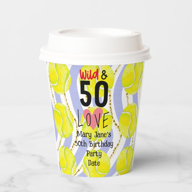 Tennis 50th Birthday  napkin for Player Party   Paper Cups (Front)