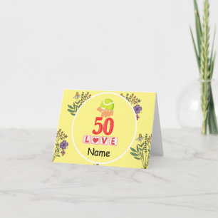 Tennis 50th Birthday on tennis ball for player Card