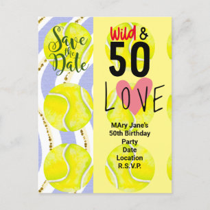 Tennis 50th Birthday  Save the Date for Players  Postcard