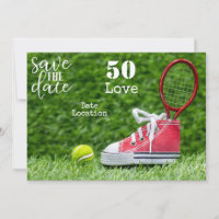Tennis 50th Birthday  Save the date invitation 