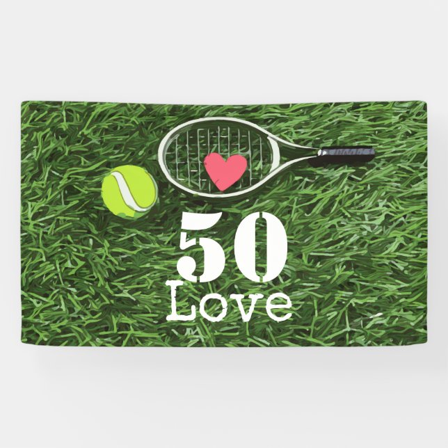 Tennis 50th Birthday  tennis ball and number love Banner (Horizontal)