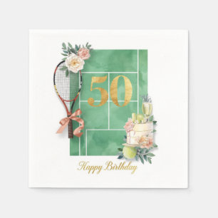 Tennis 50th Birthday  tennis ball racket  Napkin