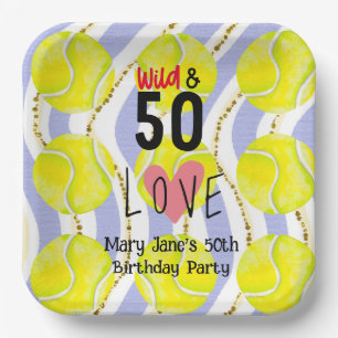 Tennis 50th Birthday  Wild 50 Love for Player  Paper Plate