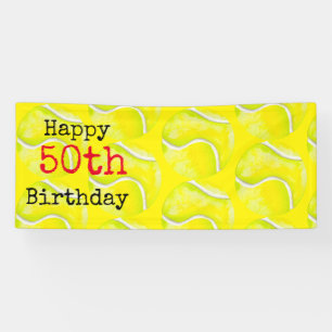 Tennis 50th Birthday with tennis ball and number Banner