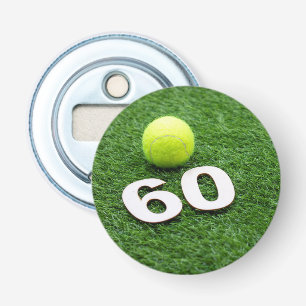Tennis 60th birthday anniversary with tennis ball bottle opener