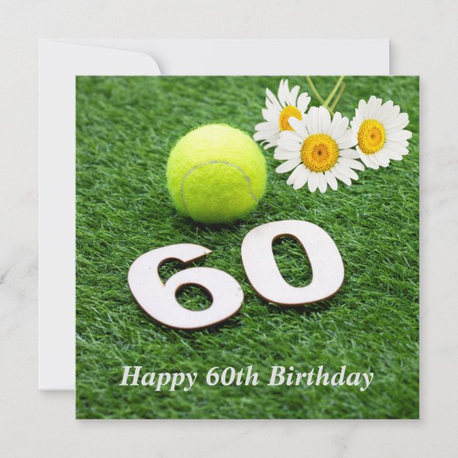Tennis 60th birthday anniversary with tennis ball card (Front)