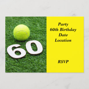 Tennis 60th birthday anniversary with tennis ball invitation