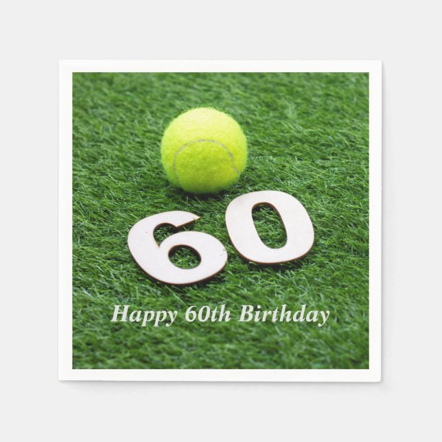 Tennis 60th birthday anniversary with tennis ball napkin (Front)