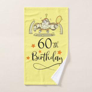 Tennis 60th Birthday funny gifts for player Hand Towel