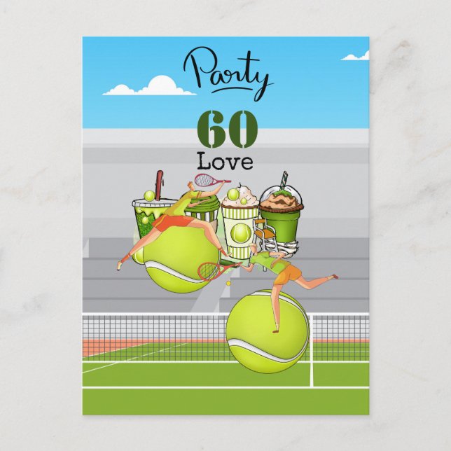 Tennis 60th Birthday  tennis ball number love   Postcard (Front)