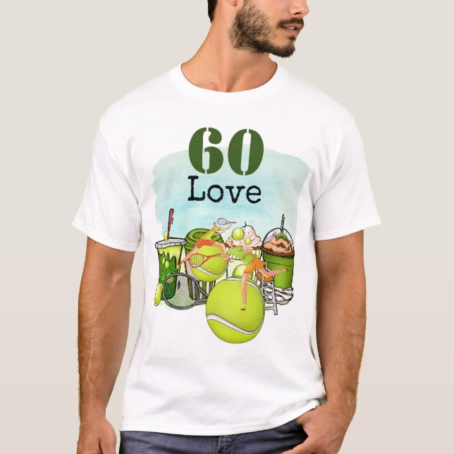 Tennis 60th Birthday  tennis ball number love   T-Shirt (Front)