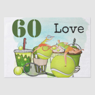Tennis 60th Birthday tennis ball number love Tissue Paper