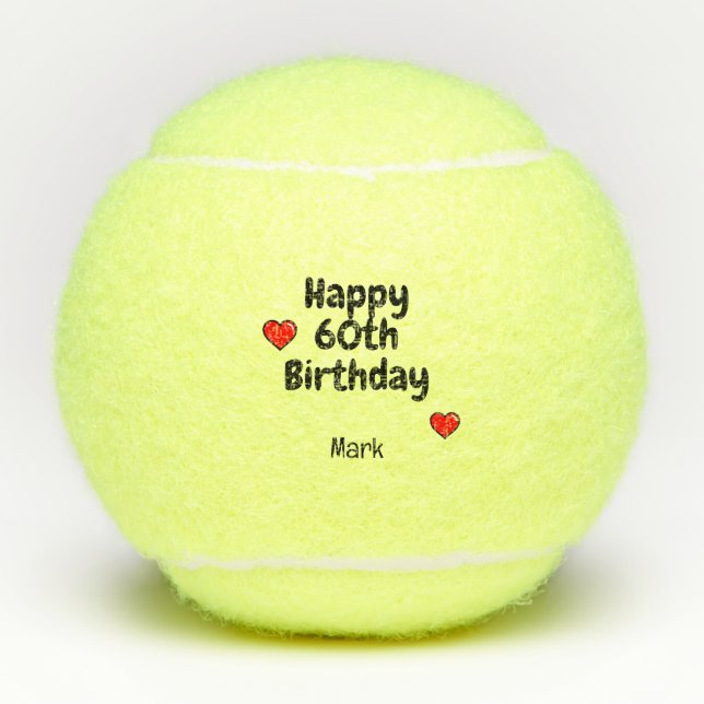 Tennis 60th Birthday  Tennis Balls (Front)