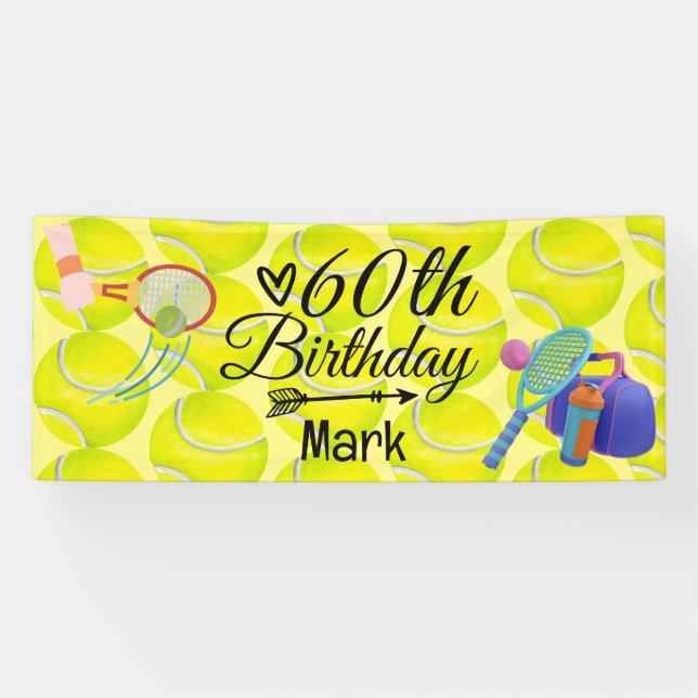 Tennis 60th Birthday to Tennis Player Banner (Horizontal)