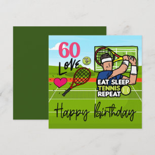 Tennis 60th Birthday to Tennis Player with LOVE Card