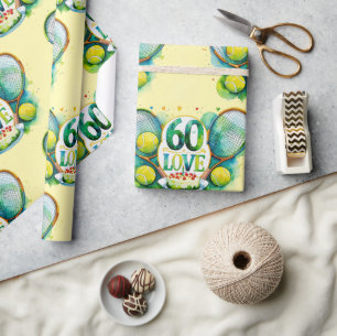 Tennis 60th birthday with Ball and racket Wrapping Paper