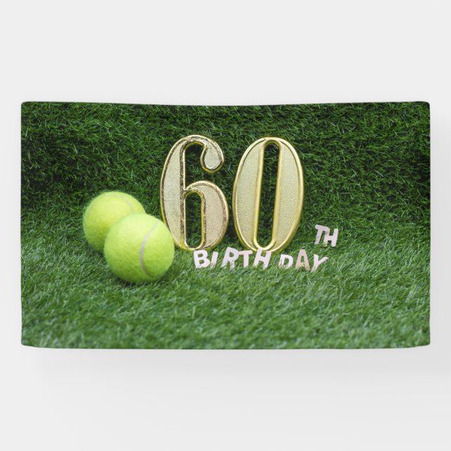 Tennis 60th Birthday with number sixty and balls Banner (Horizontal)