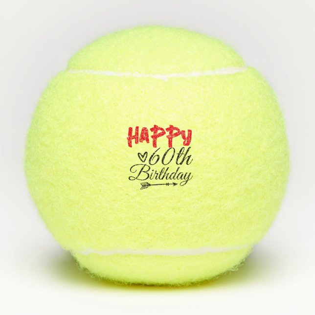 Tennis 60th Birthday with tennis ball and number (Front)