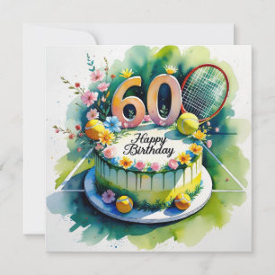 Tennis 60th Birthday with tennis ball and number Card